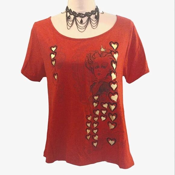 Disney Y2K Queen of Hearts Alice In Wonderland Short Sleeve Top XL - Picture 1 of 11